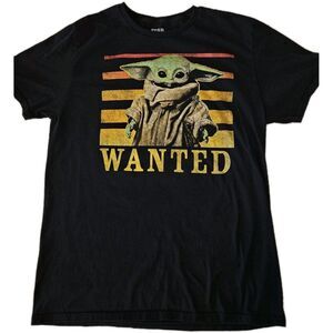 Star Wars Baby Yoda Wanted‎ - T-Shirt - Black - Men's Size Large-Mad Engine